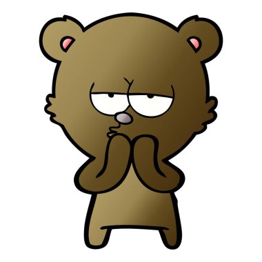 vektör çizim sıkılmış ayı çizgi film