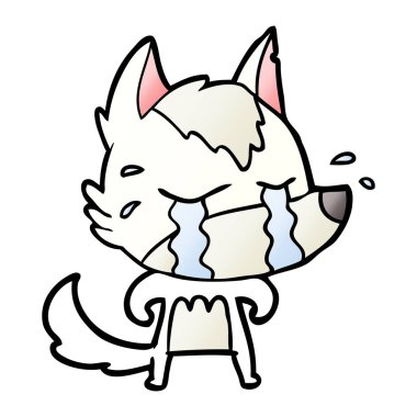 vektör çizim karikatür ağlayan kurt