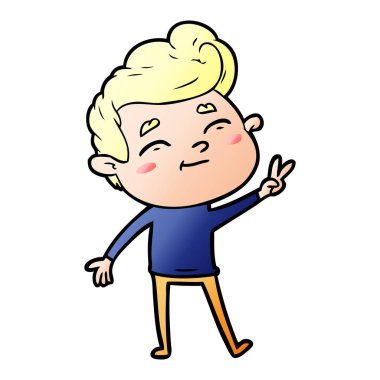 mutlu çizgi film adam vektör çizim