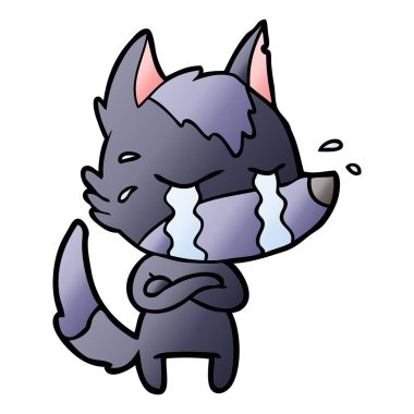 vektör çizim karikatür ağlayan kurt