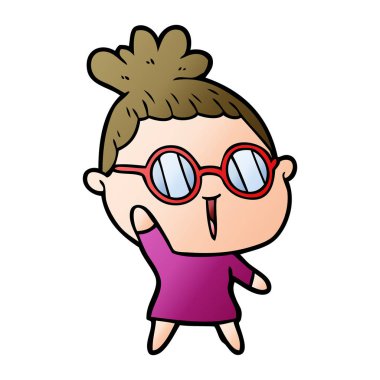 Çizgi filmdeki gözlüklü kadın.