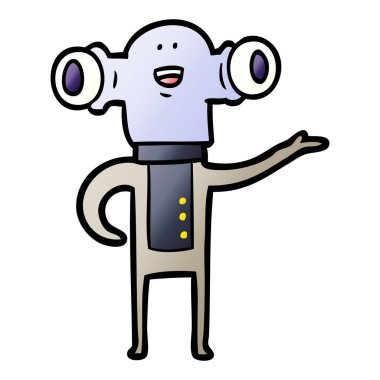 El hareketi dostu karikatür uzaylı