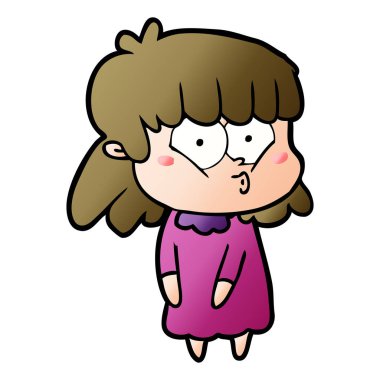 vektör çizim karikatür kız ıslık