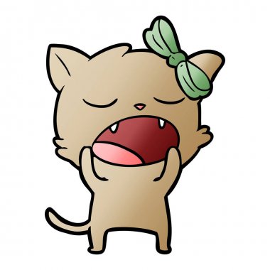 vektör çizim karikatür esneme kedi