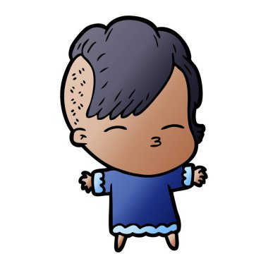 çizgi film kız gözlerini kısarak vektör çizim