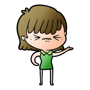 rahatsız çizgi film kız vektör çizim