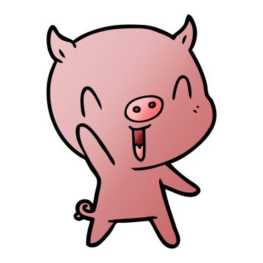 mutlu karikatür domuz vektör çizim