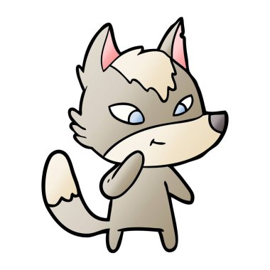 vektör çizim dostu karikatür kurt