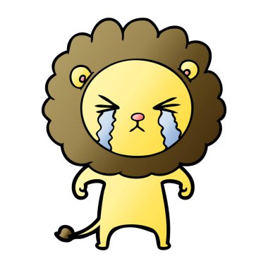 vektör çizim aslan ağlıyor çizgi film