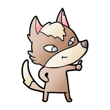 vektör çizim dostu karikatür kurt