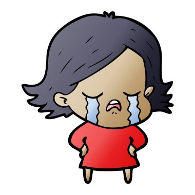 vektör çizim karikatür kız ağlıyor