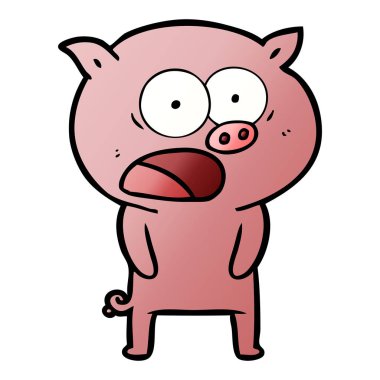 vektör çizim karikatür domuz bağırarak