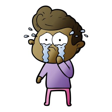 adam ağlıyor çizgi film vektör çizim