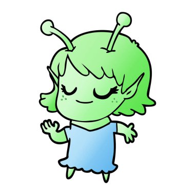 gülümseyen uzaylı kız çizgi film