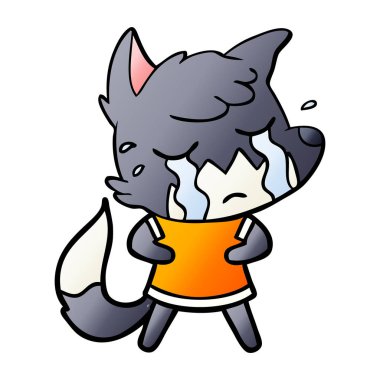 Tilki çizgi film ağlama vektör çizim