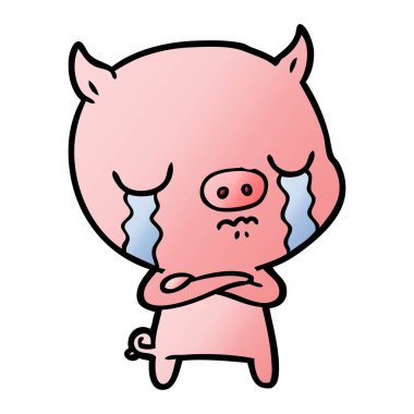 vektör çizim karikatür domuz ağlama