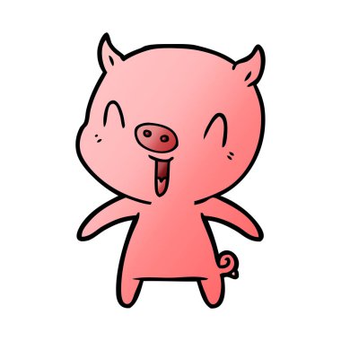 mutlu karikatür domuz vektör çizim