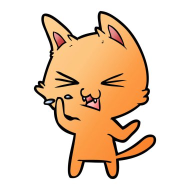 vektör çizim karikatür kedi tıslama