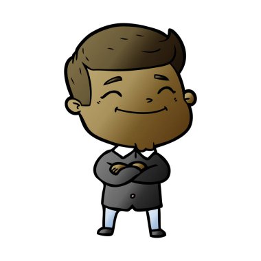 mutlu çizgi film adam vektör çizim