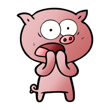 vektör çizim karikatür domuz bağırarak