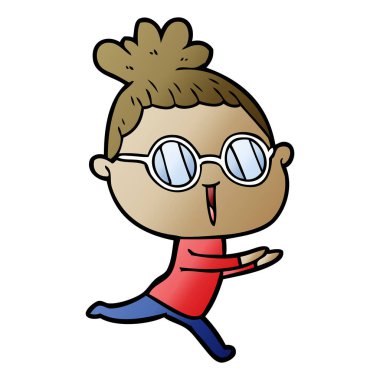 Çizgi filmdeki gözlüklü kadın.