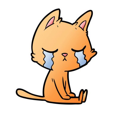 vektör çizim karikatür kedi ağlama