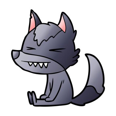 vektör çizim öfkeli wolf çizgi film