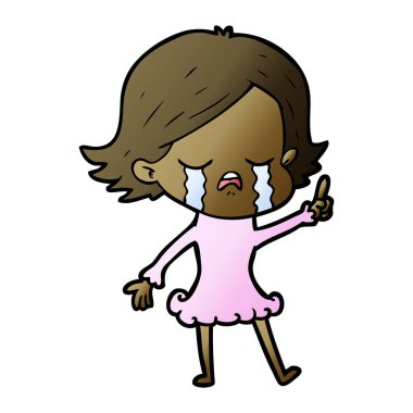 vektör çizim karikatür kız ağlıyor