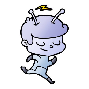 çalışan dostu karikatür uzay adamı