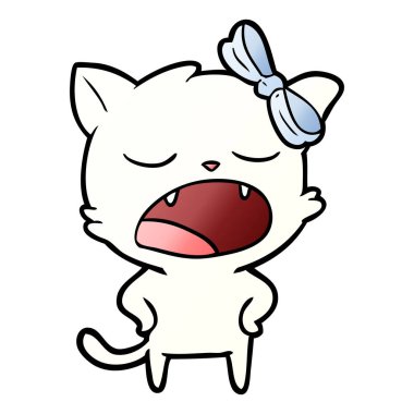 vektör çizim karikatür esneme kedi