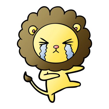 vektör çizim aslan ağlıyor çizgi film