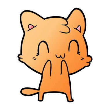 vektör çizim karikatür mutlu kedi