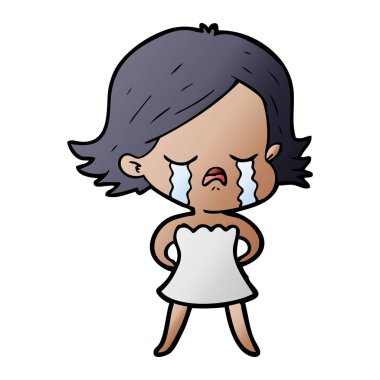 vektör çizim karikatür kız ağlıyor