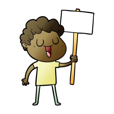 çizgi film adam siyah tabelasını ile