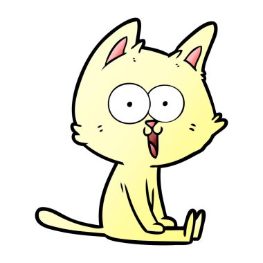 komik karikatür kedi oturan