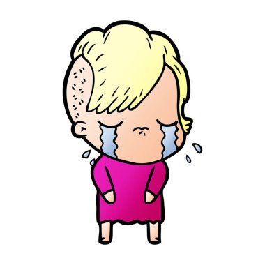Ağlayan kızın vektör çizimi