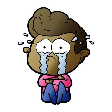 adam ağlıyor çizgi film vektör çizim