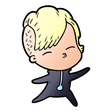 çizgi film kız gözlerini kısarak vektör çizim