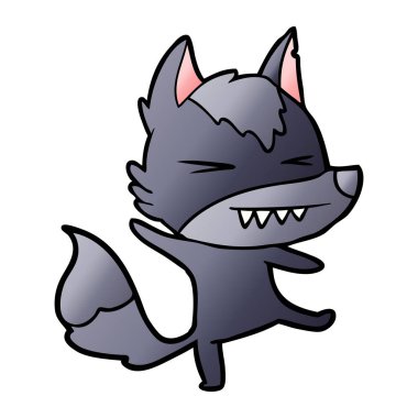 vektör çizim öfkeli wolf çizgi film