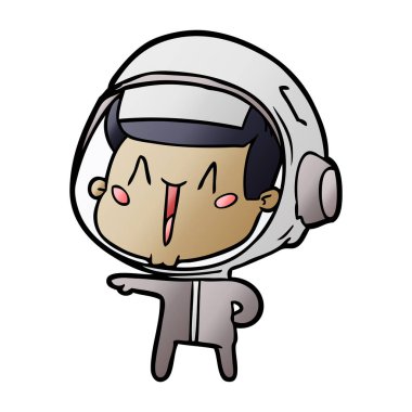 mutlu karikatür astronot vektör çizim