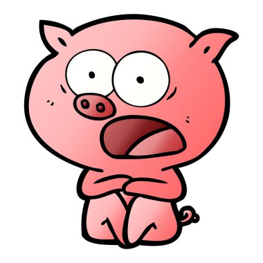 oturarak şok karikatür domuz