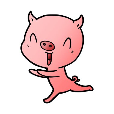 mutlu karikatür domuz vektör çizim