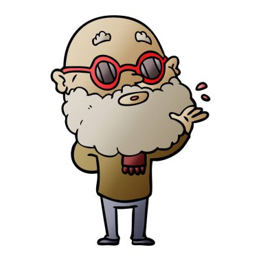 çizgi film meraklı adam sakal ve güneş gözlüğü