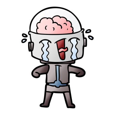 vektör çizim robot ağlıyor çizgi film