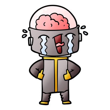 vektör çizim robot ağlıyor çizgi film