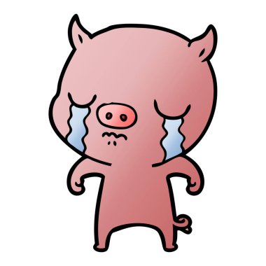 vektör çizim karikatür domuz ağlama