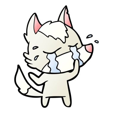 vektör çizim karikatür ağlayan kurt