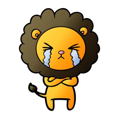 Aslan çapraz kolları olan ağlıyor çizgi film