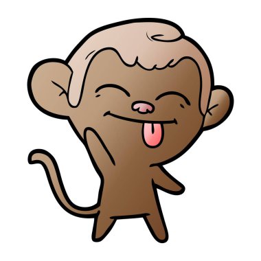 El sallayarak ve dil üzerinde beyaz izole gösteren karikatür maymun vektör çizim
