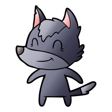 vektör çizim dostu karikatür kurt